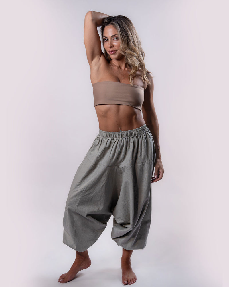 Linen Flow Pants - Khaki