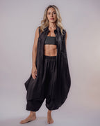 Pure Linen Vest - Black