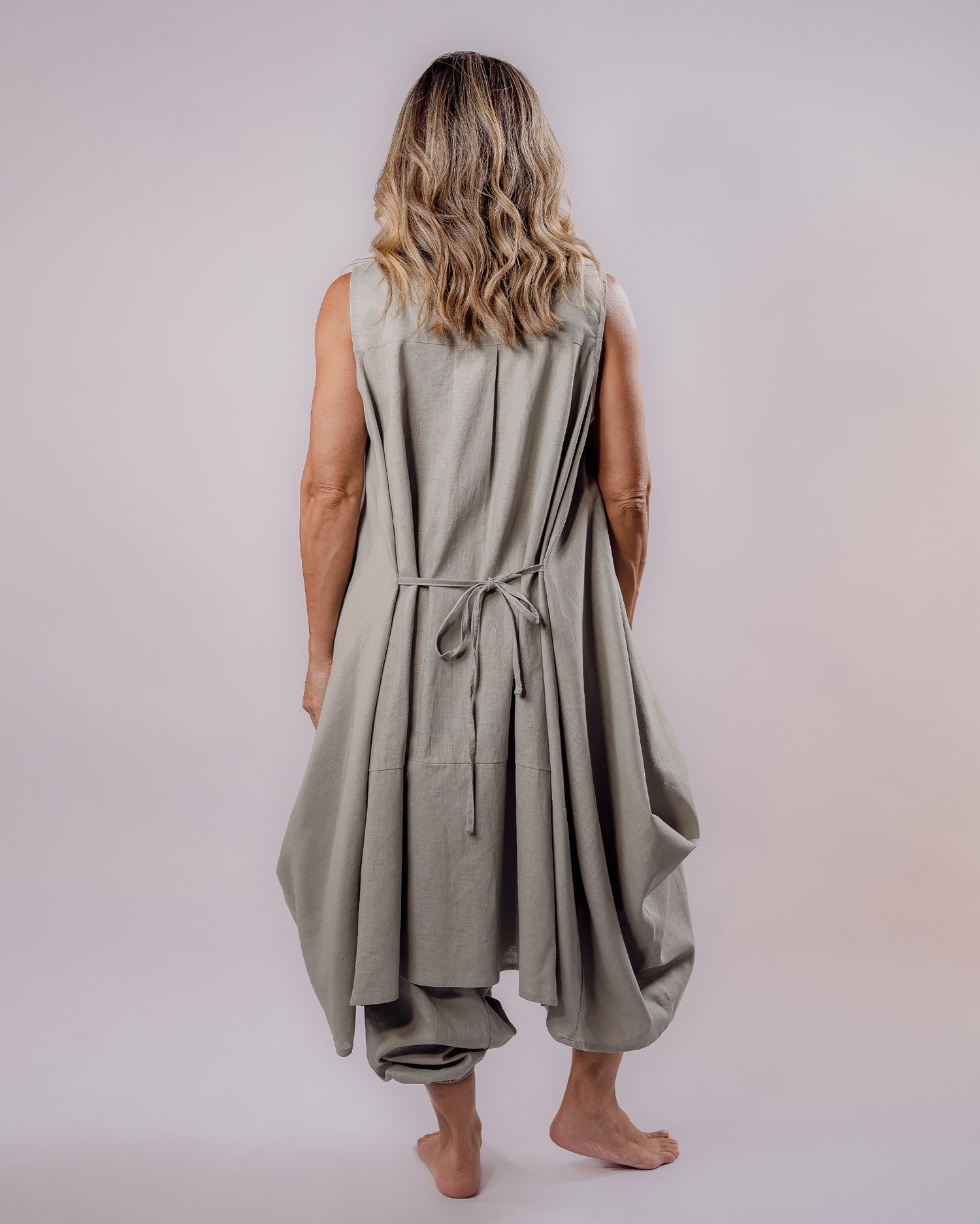 Pure Linen Vest - Khaki