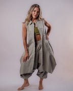 Pure Linen Vest - Khaki