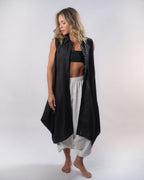 Pure Linen Vest - Black