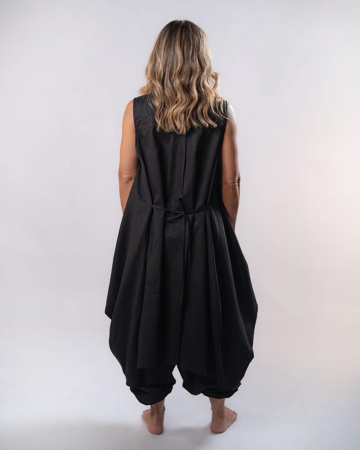 Pure Linen Vest - Black