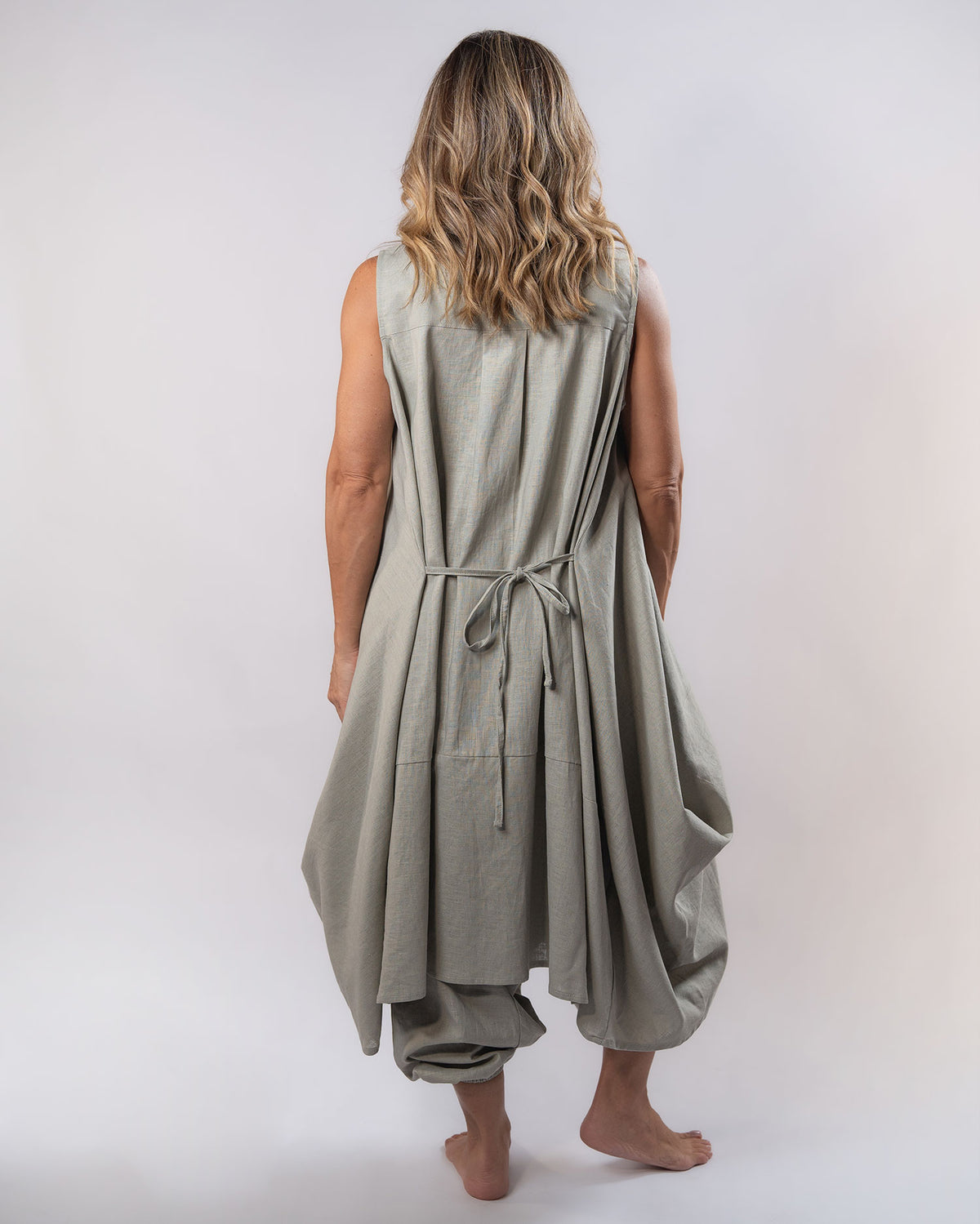 Pure Linen Vest - Khaki