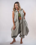 Pure Linen Vest - Khaki