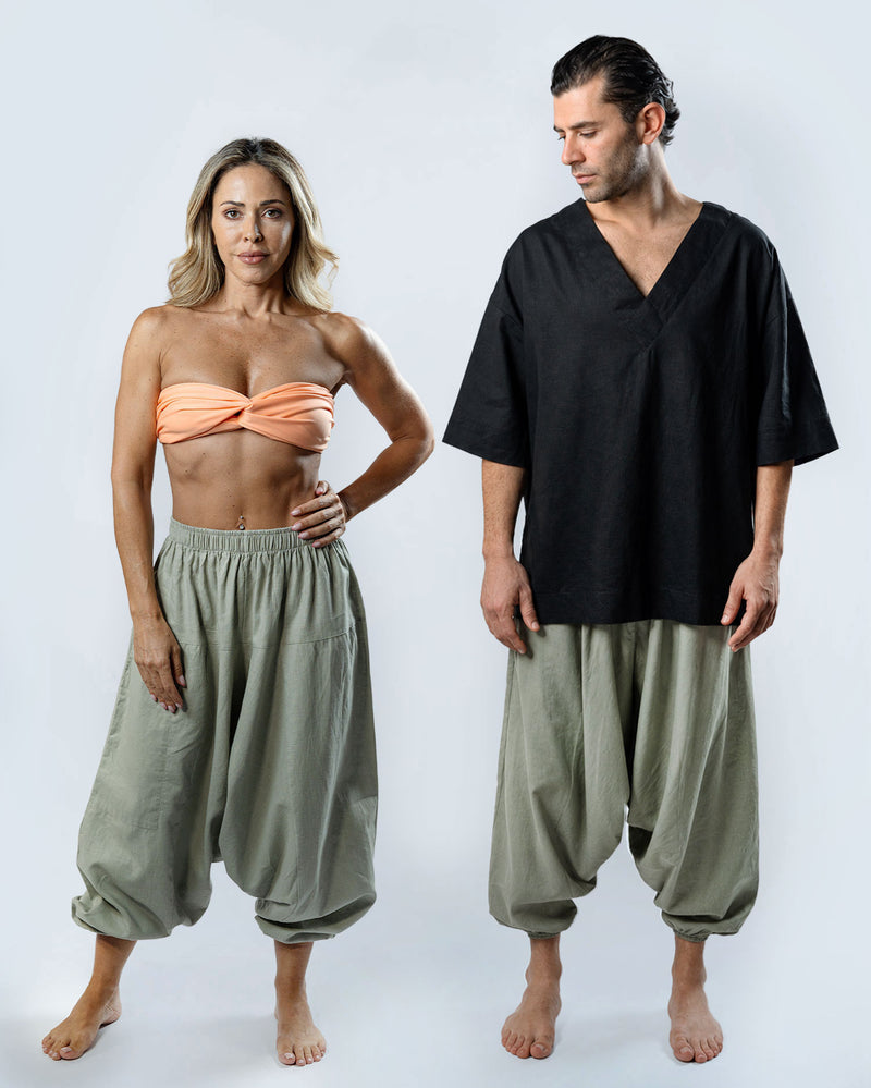 Linen Flow Pants - Unisex - Khaki