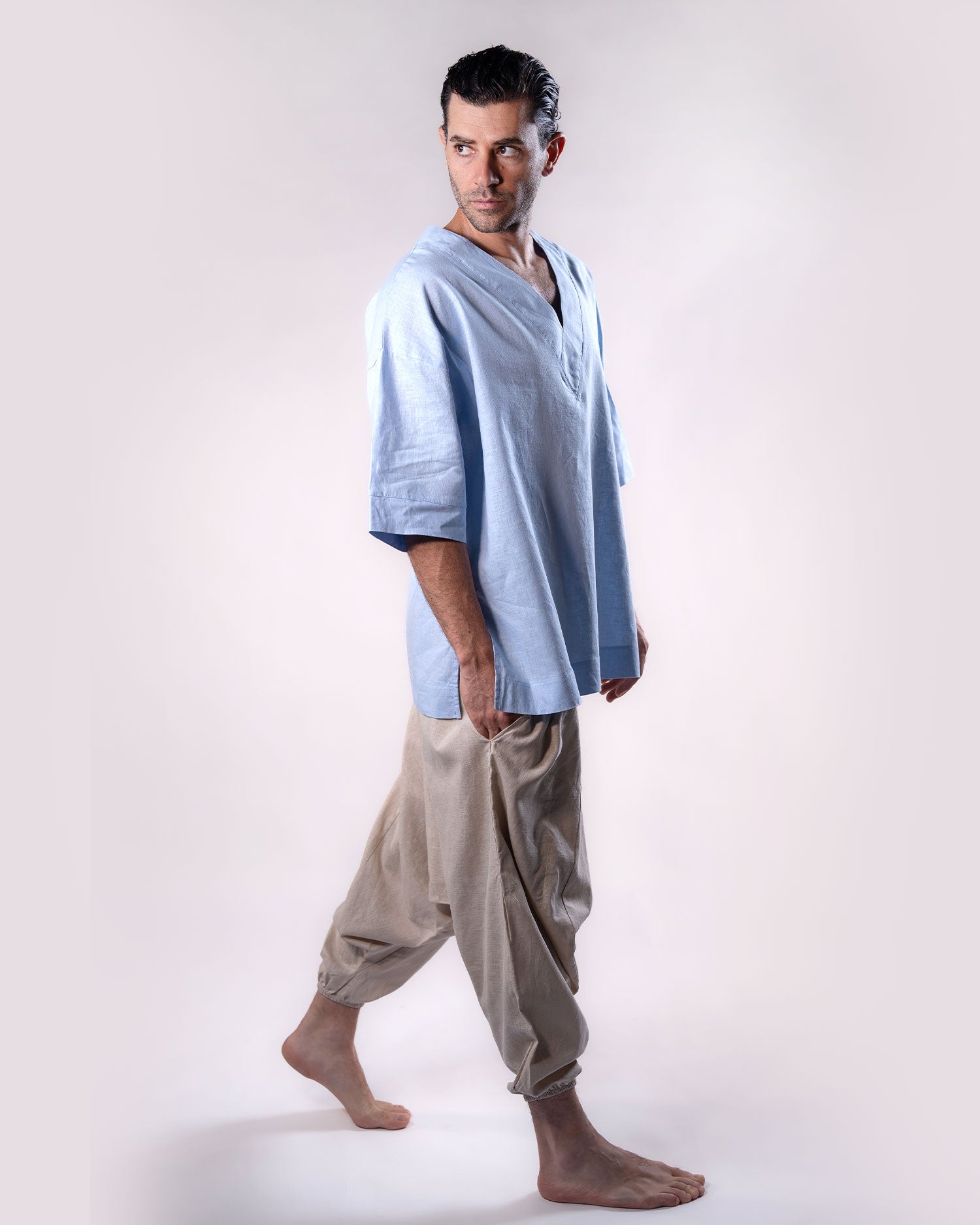 Linen Flow Pants Men - Beige