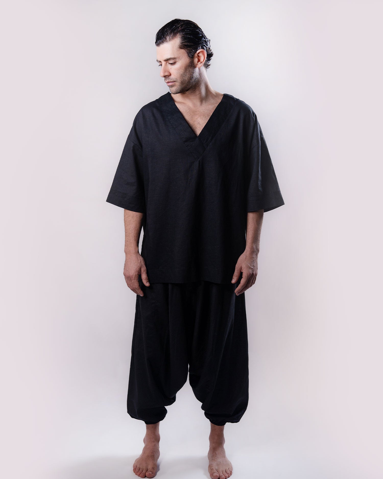 Linen Flow Pants Men - Black