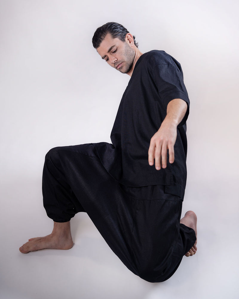 Linen Flow Pants Men - Black