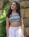 Linen Kids Crop Top - Khaki
