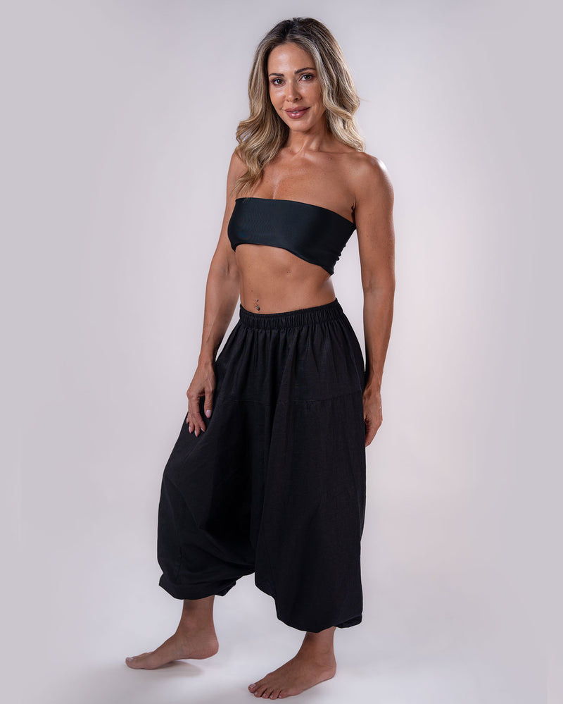 Linen Flow Pants Women - Black