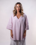 V-Neck Linen Top Women - Light Pink