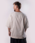 V-Neck Linen Top Men - Beige