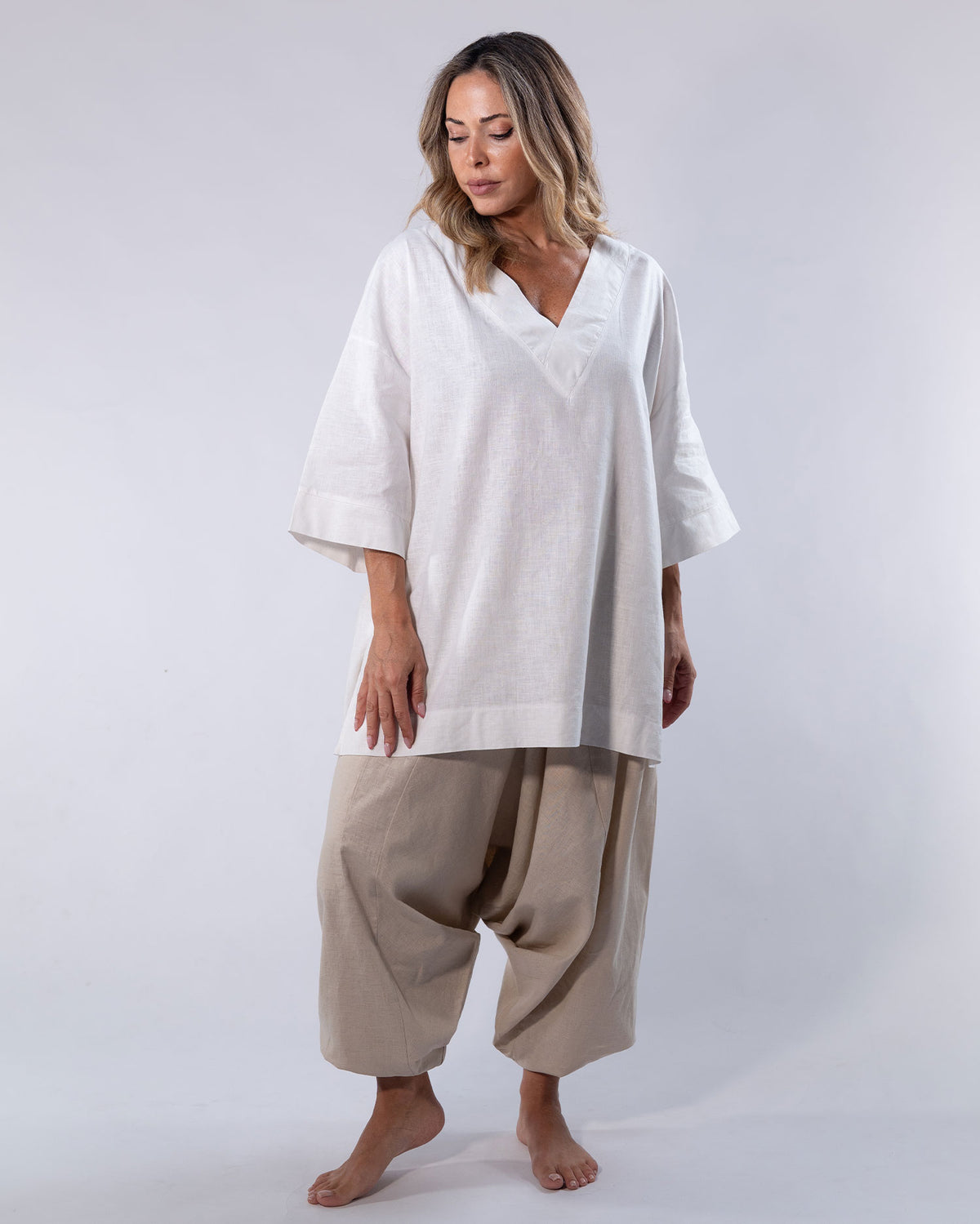Linen Flow Pants - Beige