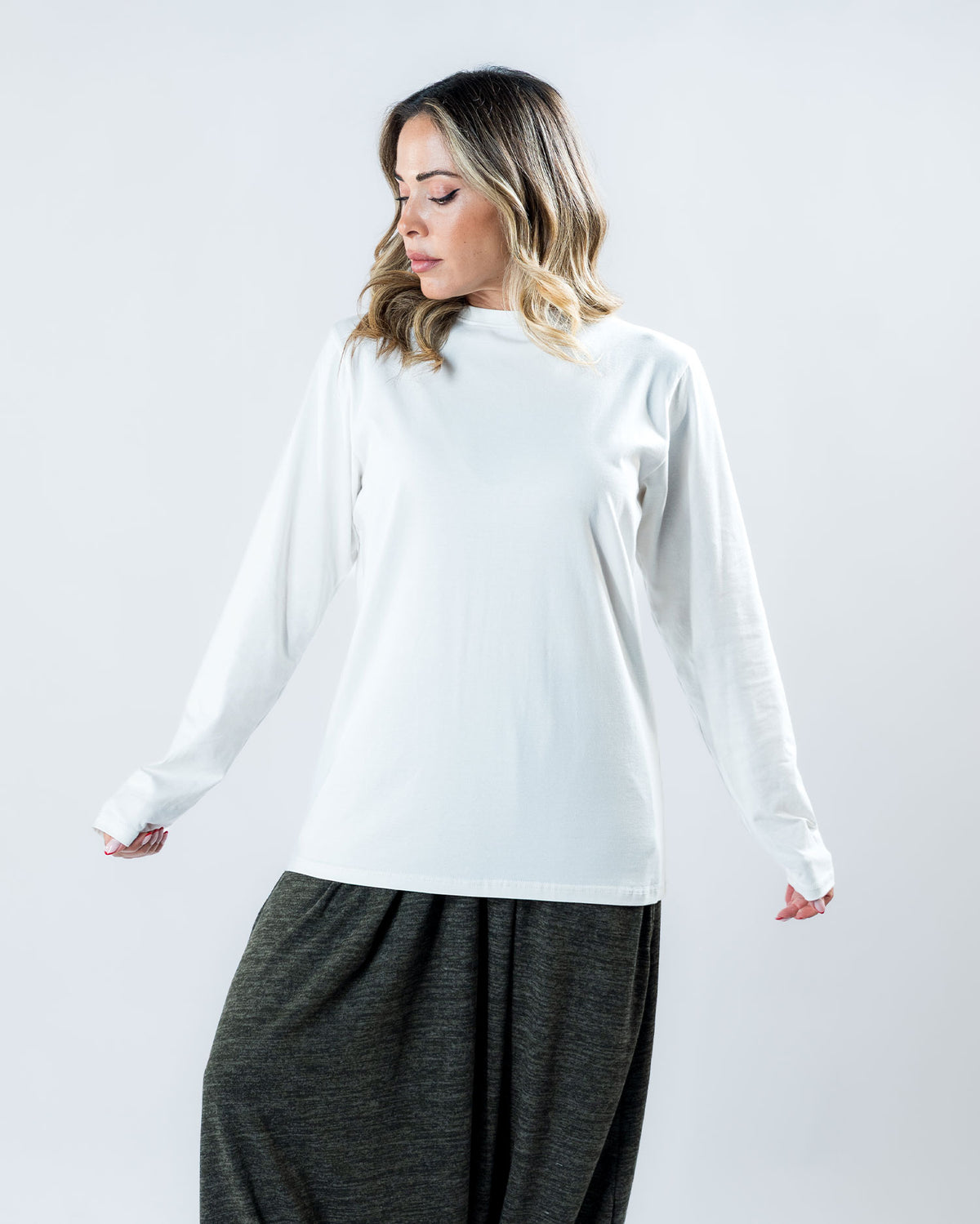 White Cotton Long Sleeve