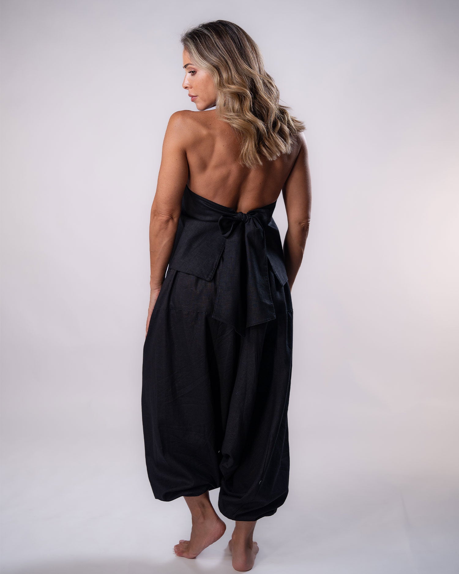 Asymmetrical Linen Top - Black