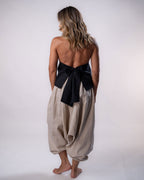 Asymmetrical Linen Top - Black