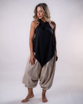 Asymmetrical Linen Top - Black