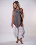 Asymmetrical Linen Top - Cacao