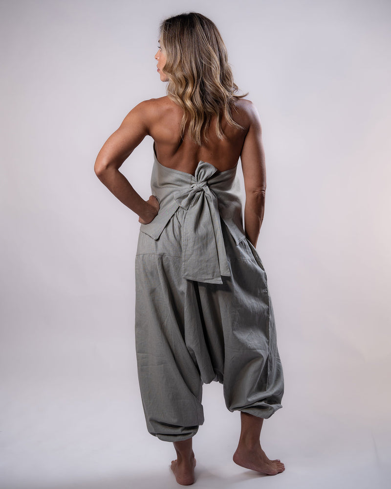Asymmetrical Linen Top - Khaki