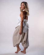 Asymmetrical Linen Top - White