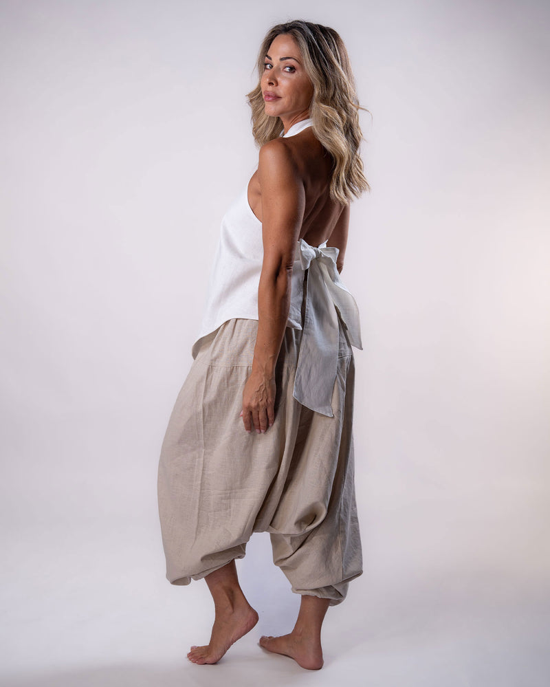 Linen Flow Pants Women - Beige